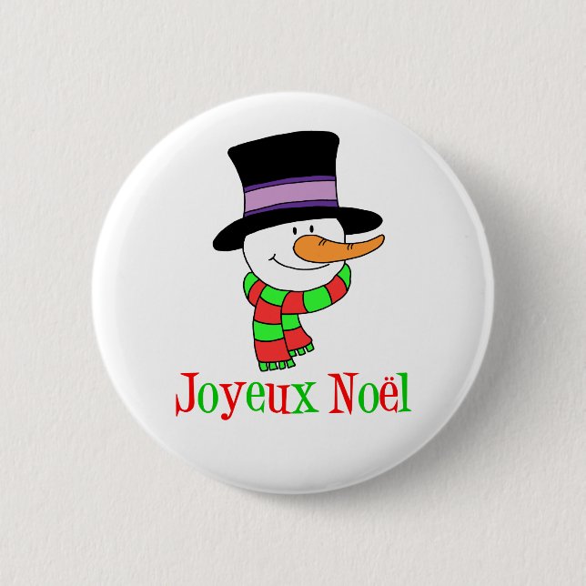 Macaron Rond 5 Cm Français Noël Snowman Joyeux Noel (Devant)