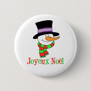 Macaron Rond 5 Cm Français Noël Snowman Joyeux Noel