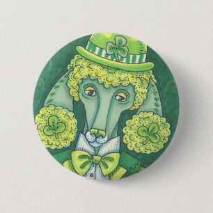 Macaron Rond 5 Cm FRANÇAIS VERT IRLANDAIS POODON, BOUTON DE CHIEN Ro