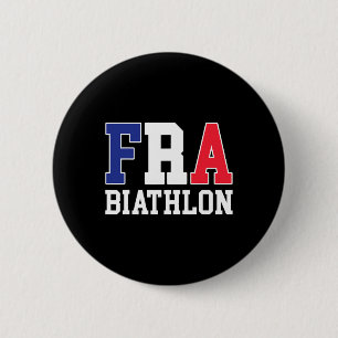 Macaron Rond 5 Cm France Drapeau Biathloniste - Français Fra Biathlo