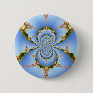 Macaron Rond 5 Cm France Paris Tour Eiffel Kaleidoscope Bleu Beau