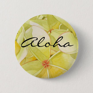 Macaron Rond 5 Cm Frangipani jaune citron Aloha