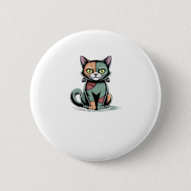 Macaron Rond 5 Cm FrankenCat T-shirt surdimensionné (Devant)