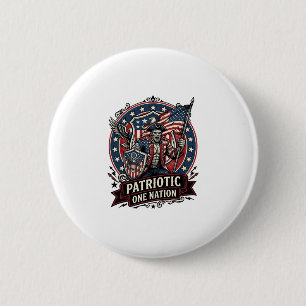 Macaron Rond 5 Cm Frankenstein patriotique de liberté brute d'horreu