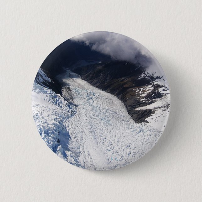Macaron Rond 5 Cm Franz Josef Glacier Vue aérienne, Nouvelle-Zélande (Devant)