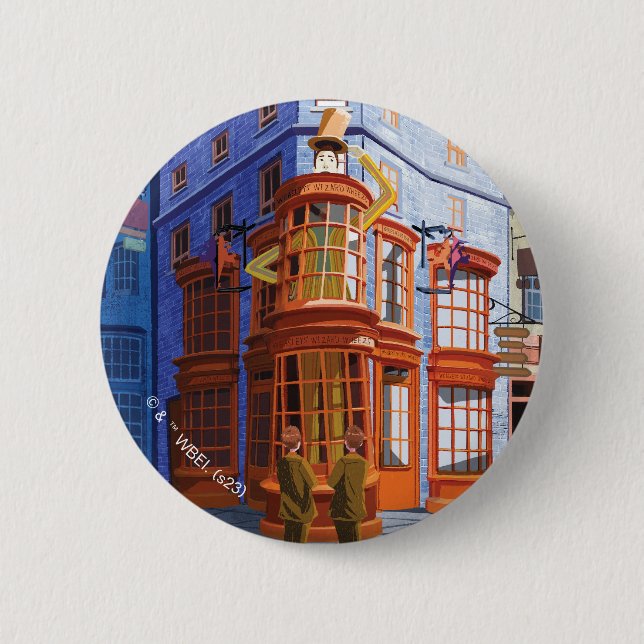 Macaron Rond 5 Cm Fred et George à Weasley's Wizard Wheezes (Devant)