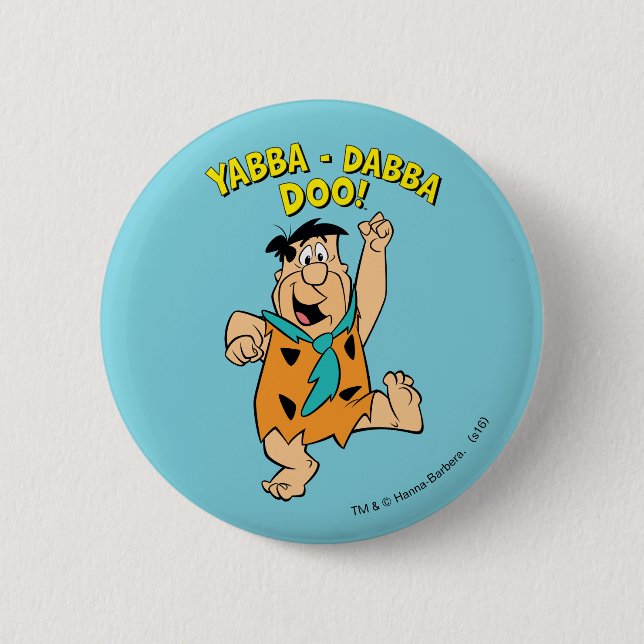 Macaron Rond 5 Cm Fred Flintstone Yabba-Dabba Doo ! (Devant)
