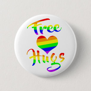 Macaron Rond 5 Cm Free Hugs   LGBTQ+ Pride