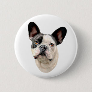 Macaron Rond 5 Cm French Buldog BW Bust
