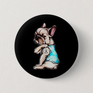 Macaron Rond 5 Cm French Bulldog Chien Tattoo I Love Mom Mothers Day