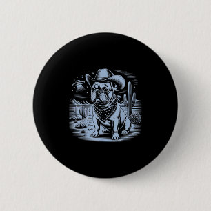 Macaron Rond 5 Cm French Bulldog Funny Cowboy Ufo Vintage Western De