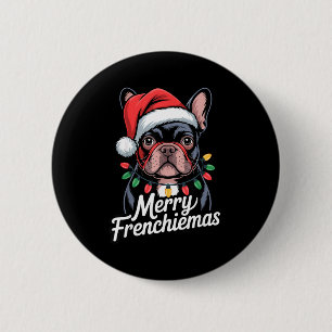 Macaron Rond 5 Cm French Bulldog Joyeux Frenchiemas Chapeau de Père