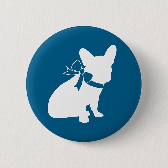 Macaron Rond 5 Cm French Bulldog Theme Party - Baby shower Blue (Devant)