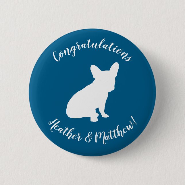 Macaron Rond 5 Cm French Bulldog Theme Party - Baby shower Blue (Devant)