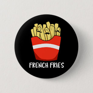 Macaron Rond 5 Cm French Fries Funny Fast Food Pun Dark BG