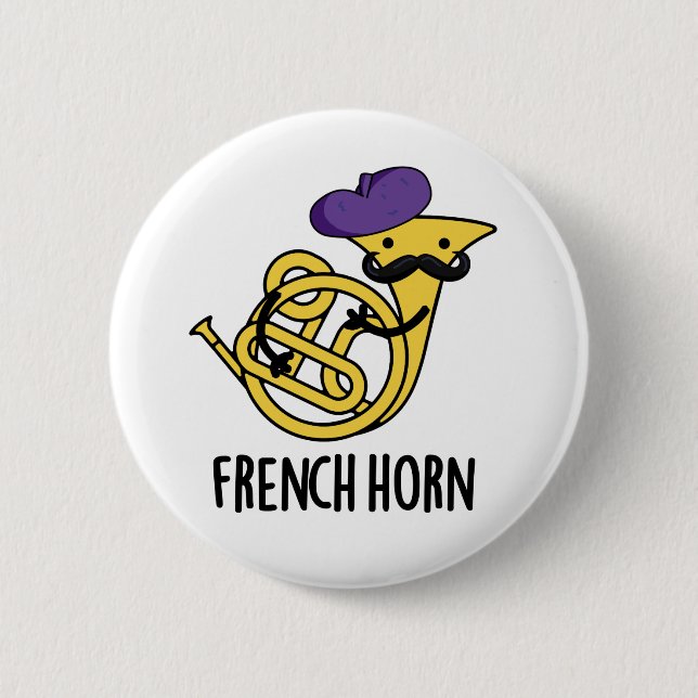 Macaron Rond 5 Cm French Horn Funny Music Instrument Pun (Devant)