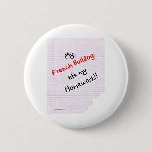 Macaron Rond 5 Cm Frenchie a mangé mon travail - bouton