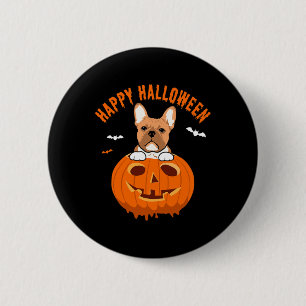 Macaron Rond 5 Cm Frenchie Bulldog Costumes Citrouilles Thanksgiving