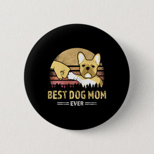 Macaron Rond 5 Cm Frenchie Maman Vintage Français Bulldog Puppy Lov