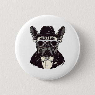 Macaron Rond 5 Cm Frenchie The Gangster