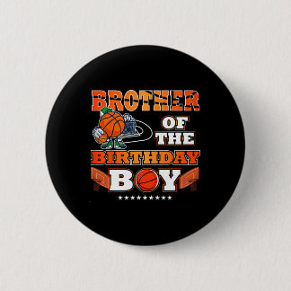 Macaron Rond 5 Cm Frère De L'Anniversaire Garçon Bysketbyll Joueur B