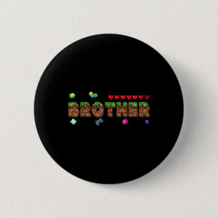 Macaron Rond 5 Cm Frère du garçon d'anniversaire Pixel Game Matching
