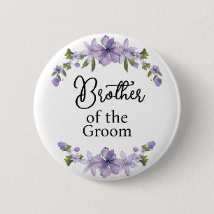 Macaron Rond 5 Cm Frère du Marié Fleurs Violettes Mariage