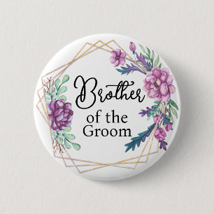 Macaron Rond 5 Cm Frère du marié Fleurs violettes Mariage