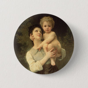 Macaron Rond 5 Cm Frère et soeur par William Adolphe Bouguereau