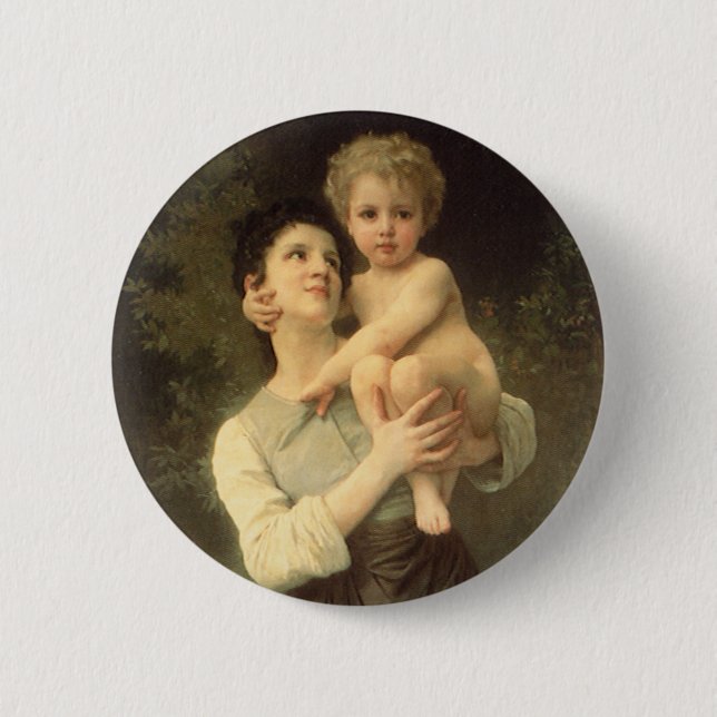 Macaron Rond 5 Cm Frère et soeur par William Adolphe Bouguereau (Devant)
