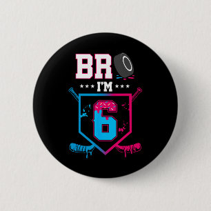 Macaron Rond 5 Cm Frère, j'ai 6 ans Glace de hockey qui coule 6e ann