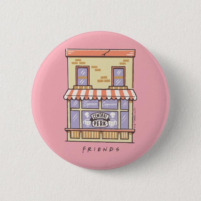 Macaron Rond 5 Cm FRIENDS™ | Café Central Perk Dessin Animé (Devant)