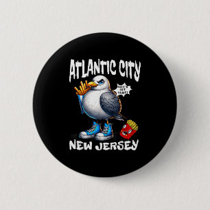 Macaron Rond 5 Cm Frites de la mouette de l'Atlantic City New Jersey