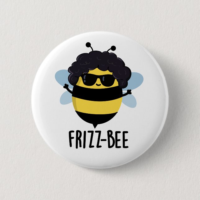 Macaron Rond 5 Cm Frizz-Bee Funny Afro Bee Pun (Devant)