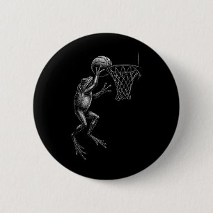 Macaron Rond 5 Cm Frog de basket-ball drôle