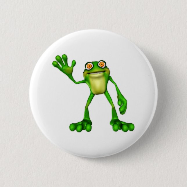 Macaron Rond 5 Cm Froggie la chouette grenouille à caricatures (Devant)