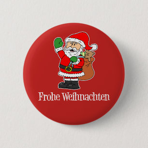 Macaron Rond 5 Cm Frohe Weihnachten Allemagne Noël Père Noël