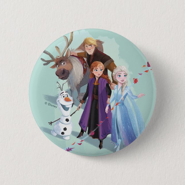 Macaron Rond 5 Cm Froid 2 : Anna, Elsa & Friends | Modifier (Devant)