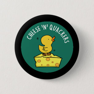 Macaron Rond 5 Cm Fromage Et Quackers Drôle Canard Pun Dark BG