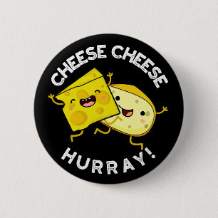 Macaron Rond 5 Cm Fromage Hurray Funny Cheese Pun Dark BG