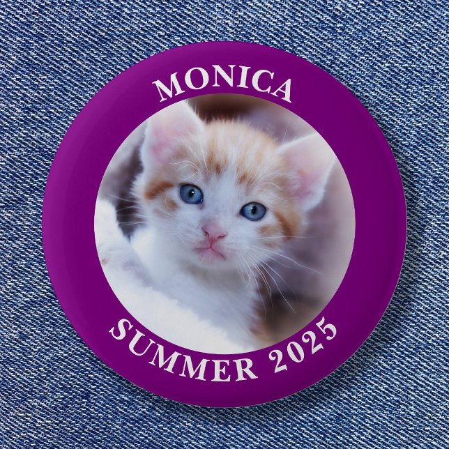 Macaron Rond 5 Cm Frontière violette photo de famille (Family Photo Purple Border Button)