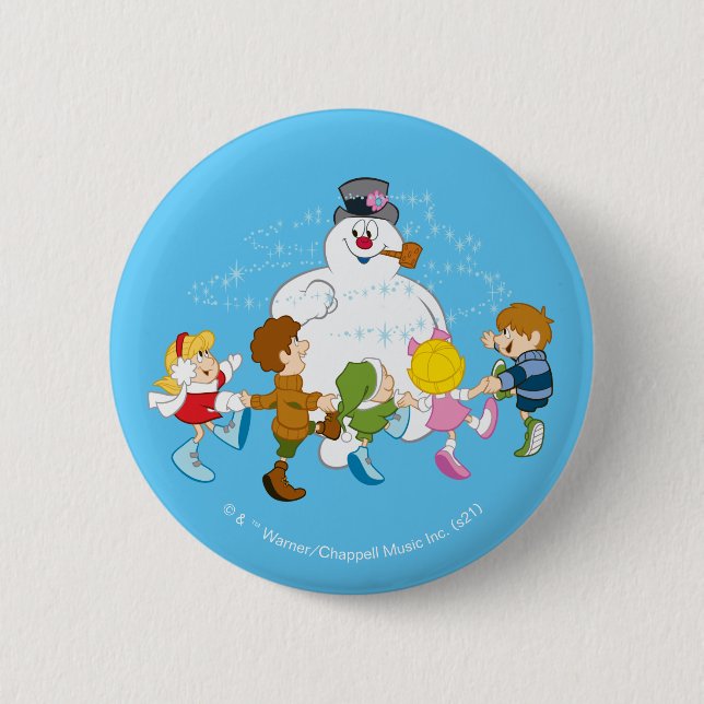 Macaron Rond 5 Cm Frosty the Snowman™ | Frosty & Enfants Jouer (Devant)