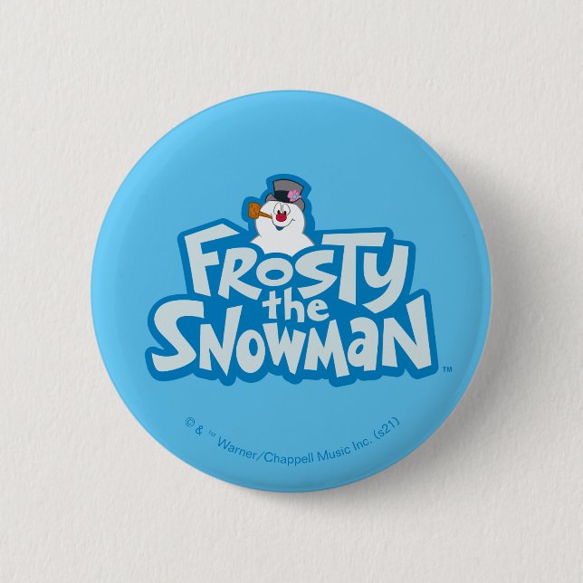 Macaron Rond 5 Cm Frosty the Snowman™ | Logo empilé gelé (Devant)