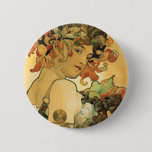 Macaron Rond 5 Cm Fruit de ~ d'Alphonse Mucha. 1897