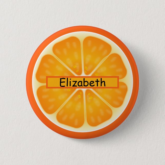 Macaron Rond 5 Cm Fruit orange Nom personnalisé (Devant)