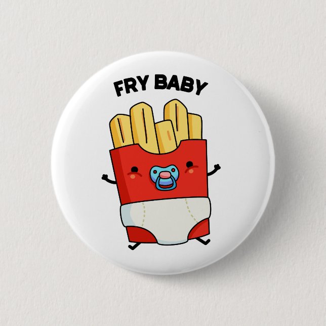 Macaron Rond 5 Cm Fry Baby Funny French Fries Pun (Devant)