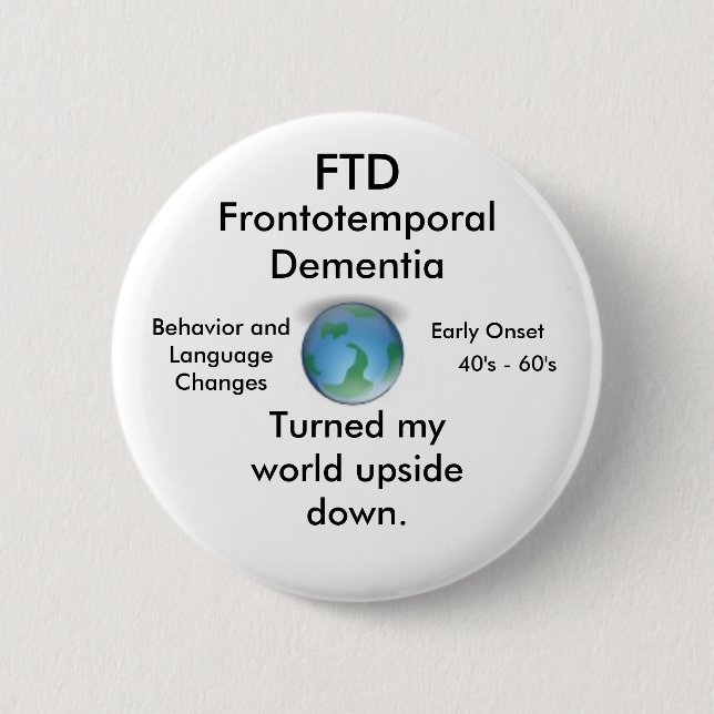 Macaron Rond 5 Cm FTD, tourné mon bouton à l'envers du monde (Devant)