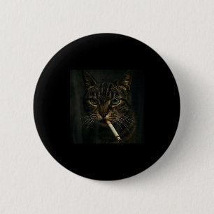 Macaron Rond 5 Cm Fumer drôle Chat, Cigarette Kitty Gen Z Mème, Chat