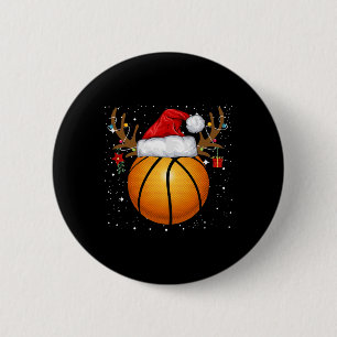 Macaron Rond 5 Cm Fun Basketball Reindeer Santa Hat Noël