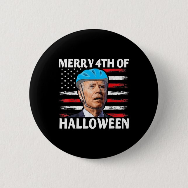 Macaron Rond 5 Cm Fun Biden Dazed Joyeux Juillet Joyeux Halloween Bi (Devant)